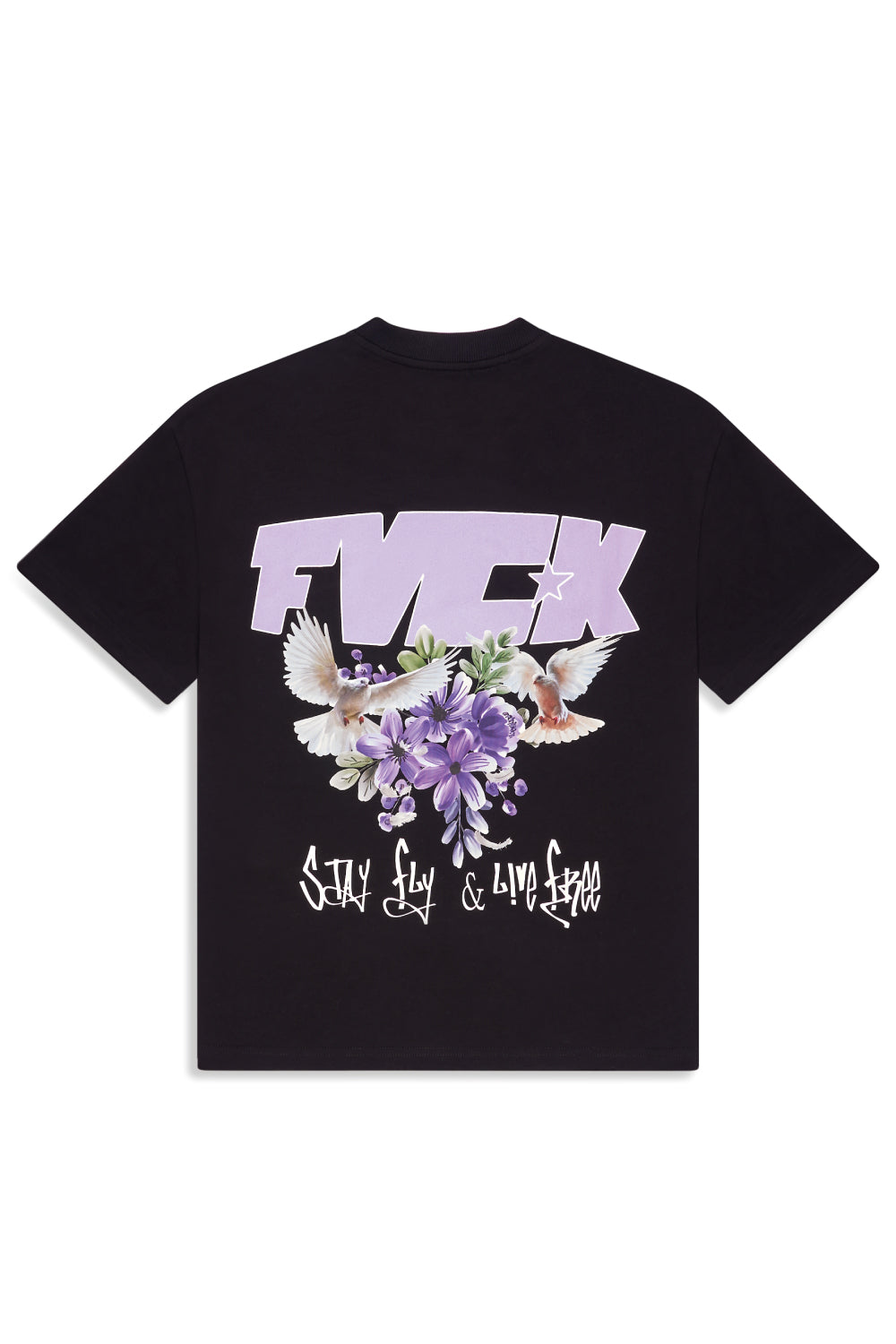 tshirt oversized  - graphic tee - graphic tshirt - oversized  tee - crop tee man - short cut tee - fvck - stay fly and live free - freedom - birds  - oiseaux - purple - lavander - lavender - lavande - citadium - streetxwear - stussy -carhartt - rap  hip hop - cadeau ados  - tshirt ados