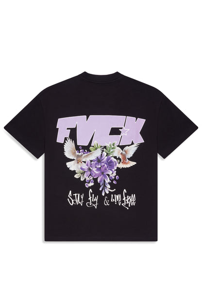 tshirt oversized  - graphic tee - graphic tshirt - oversized  tee - crop tee man - short cut tee - fvck - stay fly and live free - freedom - birds  - oiseaux - purple - lavander - lavender - lavande - citadium - streetxwear - stussy -carhartt - rap  hip hop - cadeau ados  - tshirt ados