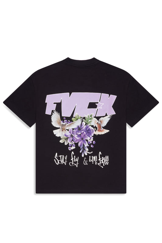 tshirt oversized  - graphic tee - graphic tshirt - oversized  tee - crop tee man - short cut tee - fvck - stay fly and live free - freedom - birds  - oiseaux - purple - lavander - lavender - lavande - citadium - streetxwear - stussy -carhartt - rap  hip hop - cadeau ados  - tshirt ados