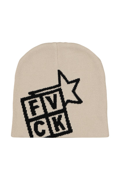 Beige - beanie - y2k - streetwear - trends - bonnet -tiktok - ppsc - cool - for very cool kids - forverycoolkids - fvck- fvck clothing