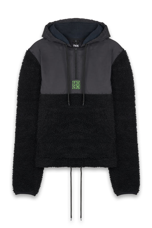 hoodie jacket - sherpa jacket - noire - black - veste en sherpa - fvck - forverycoolkids - citadium - stussy - skate - supreme - patte - cool - streetwear