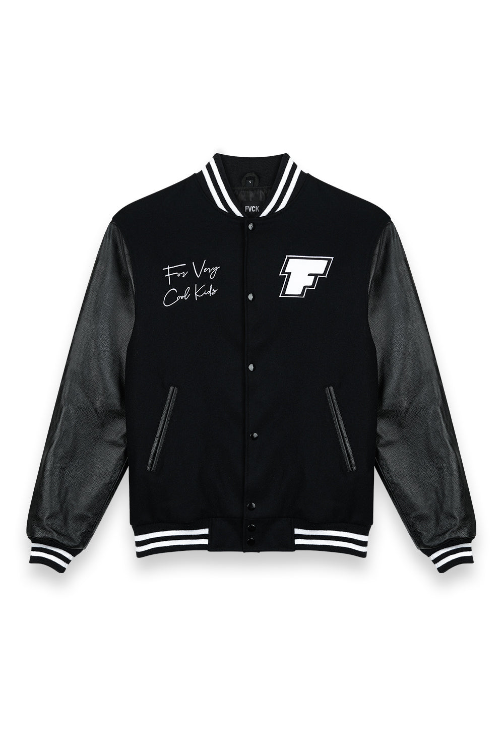 varsity jacket teddy forverycoolkids cool black noir - citadium - streetwear - fvck - 4verycoolkids - hwa - stussy Paris - kith Paris - for very cool kids - skate brand - Skateshop - asos - zalondo - ados - cadeau streetwear