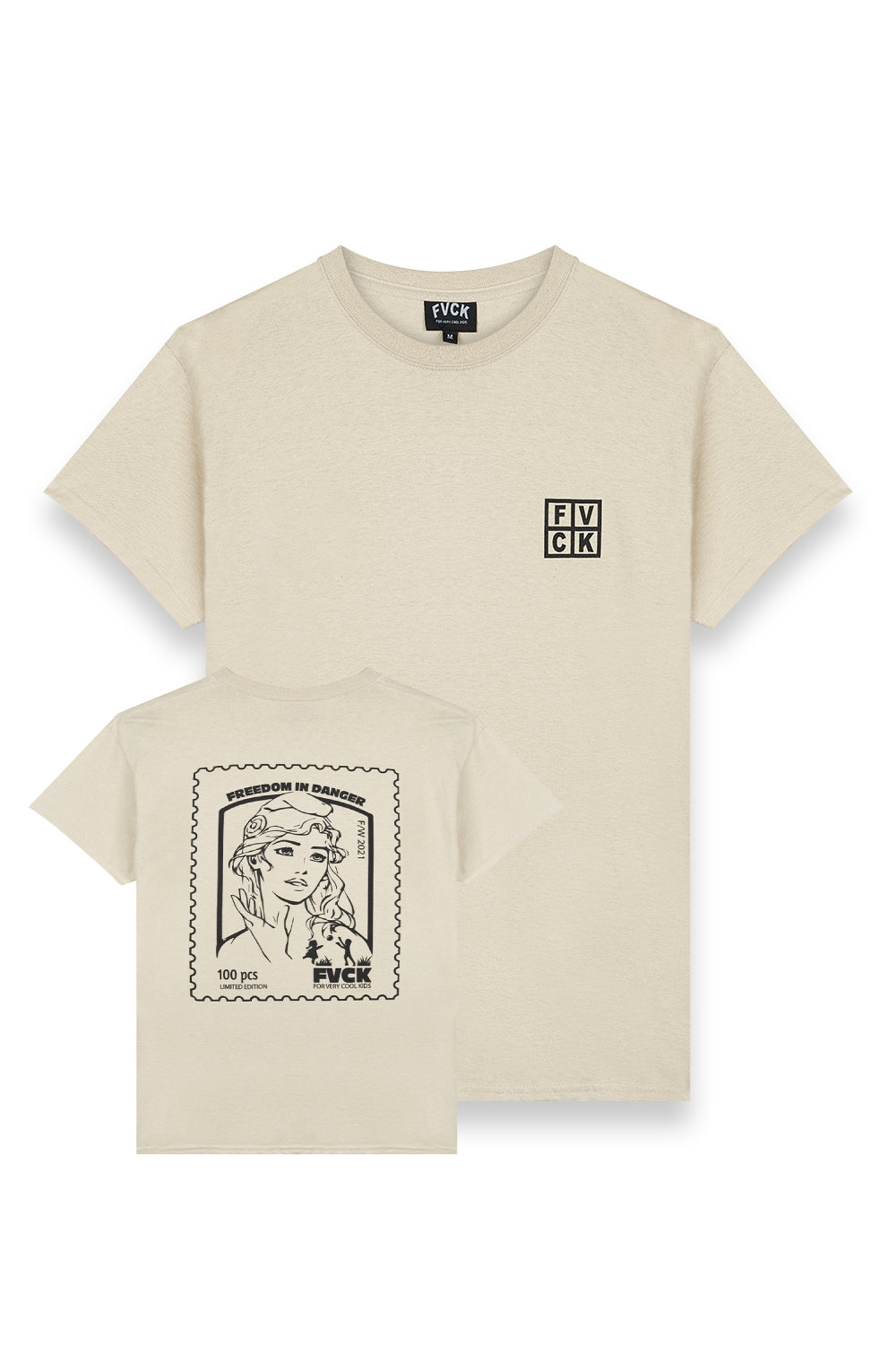 Tee beige mariane - forverycoolkids - 4verycoolkids - streetwear - hype - skateboard brand - skate brand Parisian -fvck Paris - citadium - cool - hypebeast