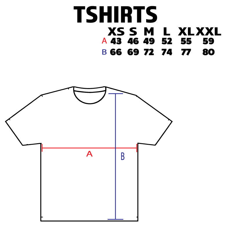 tshirt sizechart - streetwear - size chart