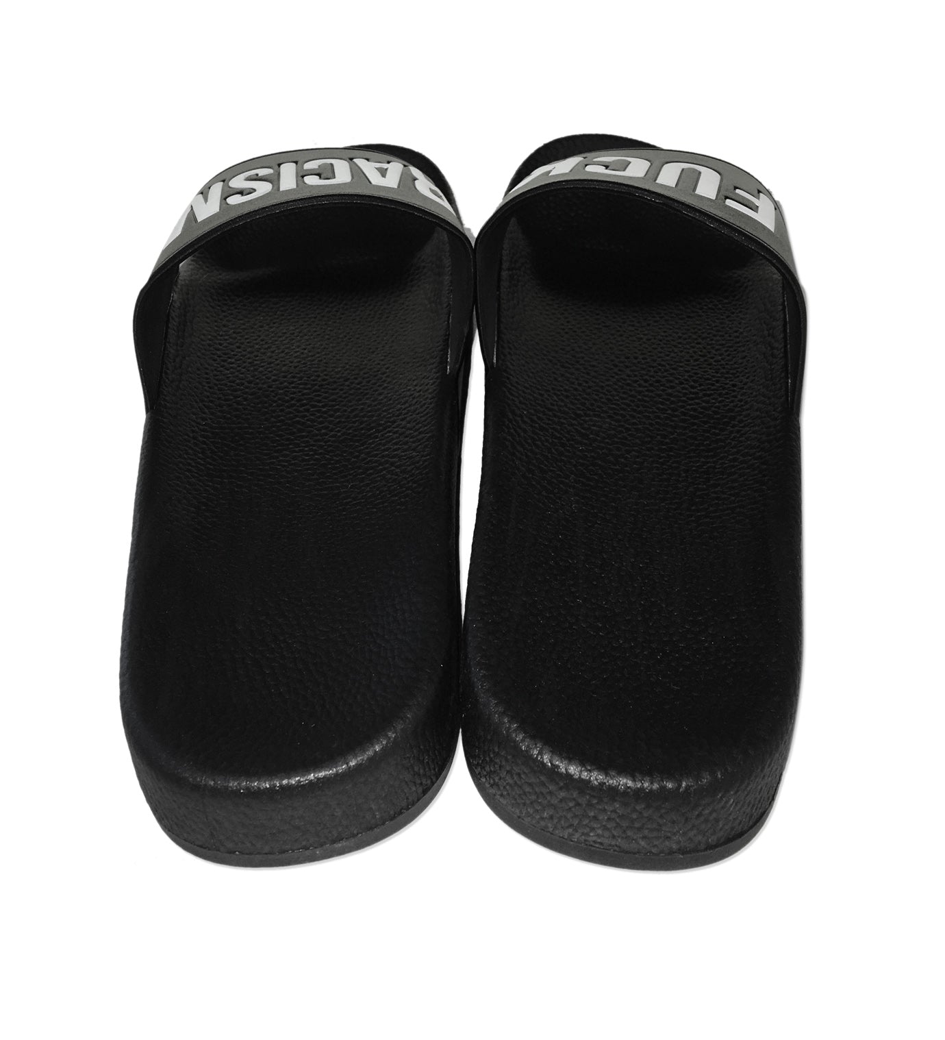 claquettes fuck racism slides - fuck racism - fvck - forverycoolkids -sandales  - streetwear - nike slides - anti raciste -  