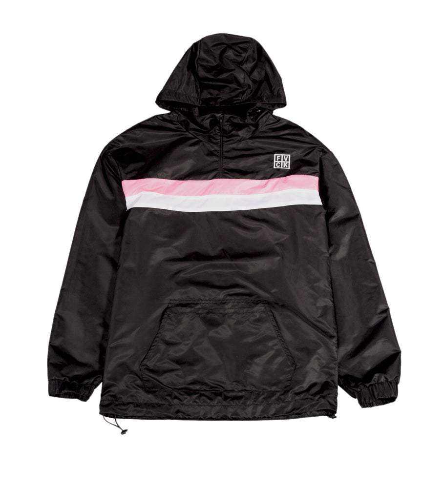 STRIPE PULLOVER JACKET BLACK - ForVeryCoolKids streetwear pink fvck Parisian