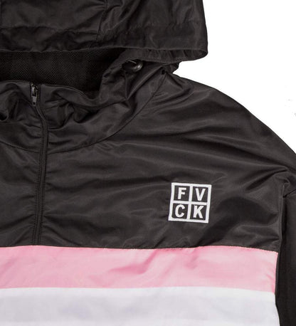 STRIPE PULLOVER JACKET BLACK - ForVeryCoolKids streetwear pink fvck Parisian