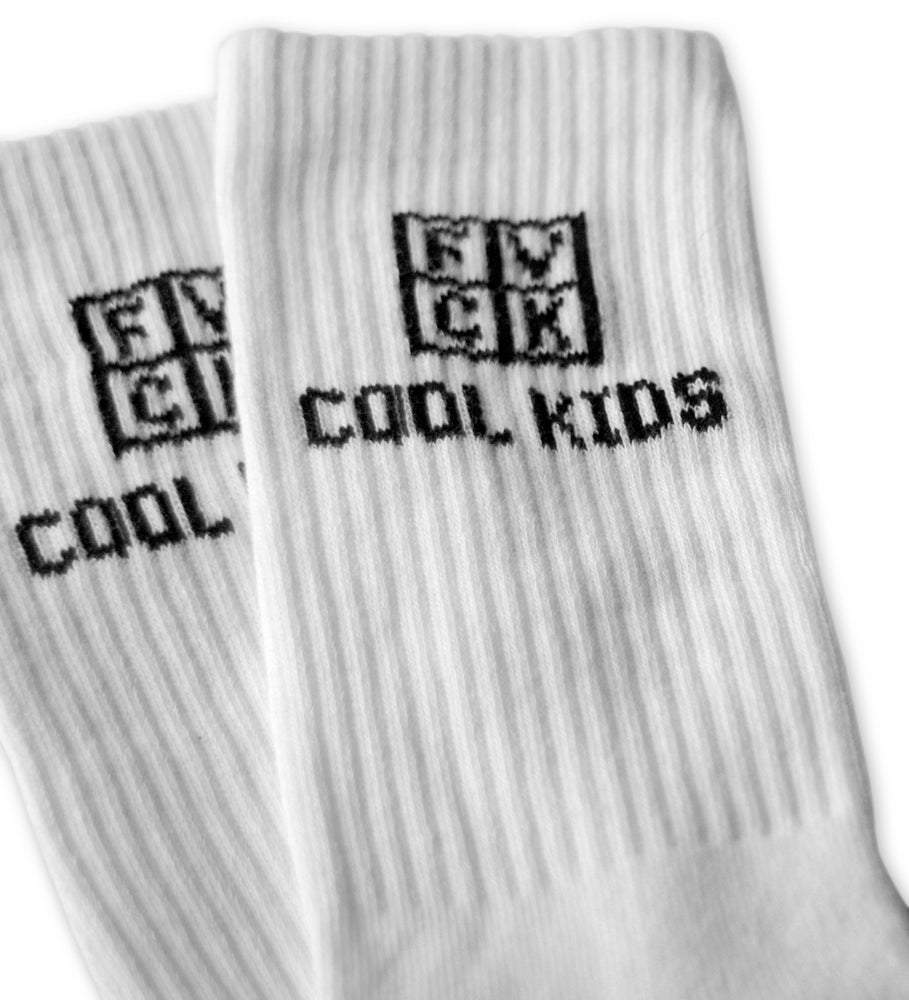 Logo FVCK White Socks - ForVeryCoolKids happysocks chaussettes cool streetwear walking meme